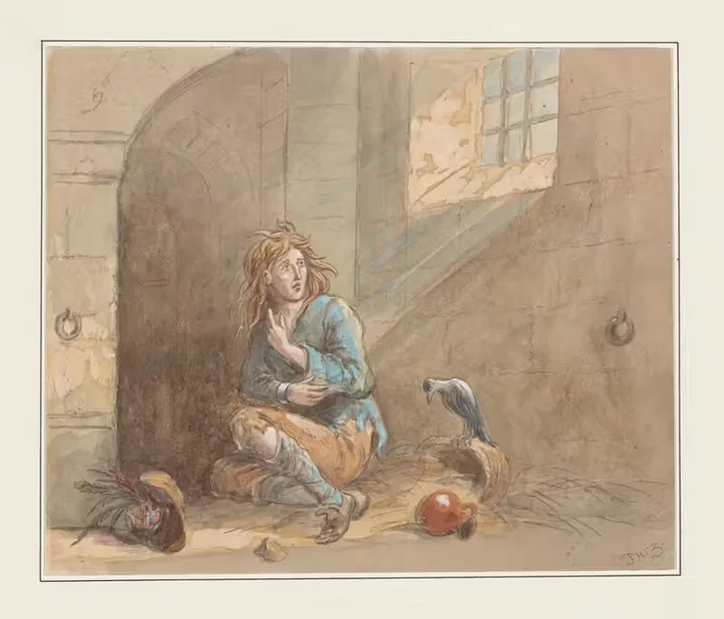 Barnaby Rudge. Barnaby and his raven — Hablot Knight Browne