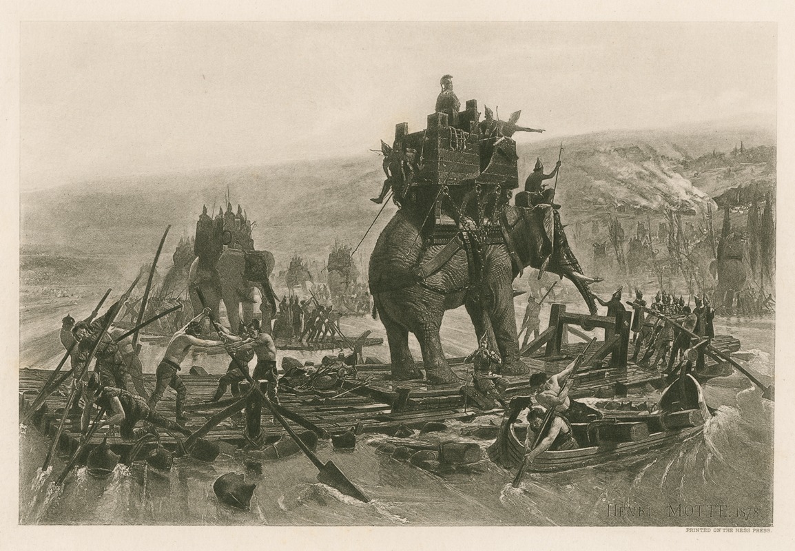 Hannibal crossing the Rhone by Henri Motte, 1878-1894 — digital art print download