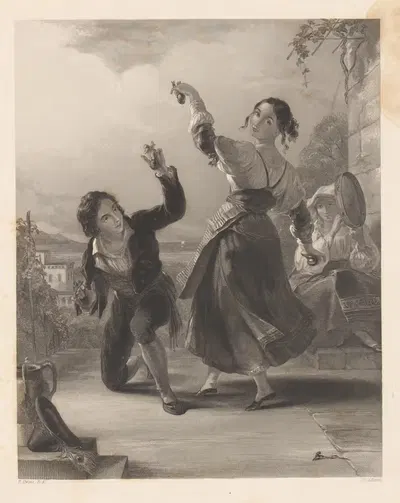The tarantella by Thomas Uwins, 1845 — digital art print download