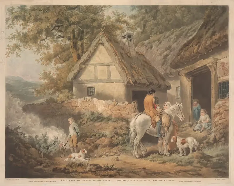 Мальчик, занятый сжиганием сорняков by Джордж Морланд, 1799 — digital art print download