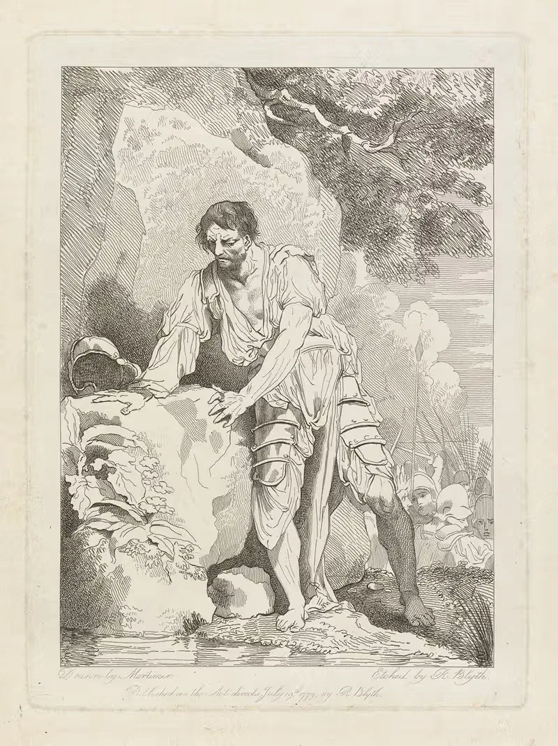 Banditti…Representing Banditti Variously Employed; Returning Wounded from Battle — John Hamilton Mortimer