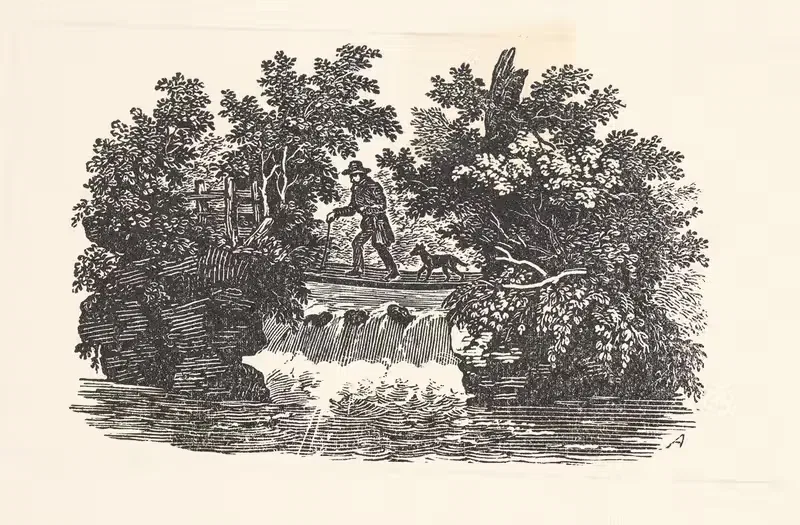 Man and dog near waterfall — Alexander Anderson