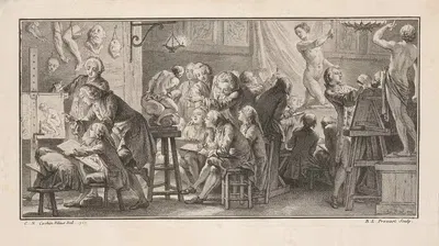 Художественная школа by Бенжамен Луи Прево, 1763 — digital art print download