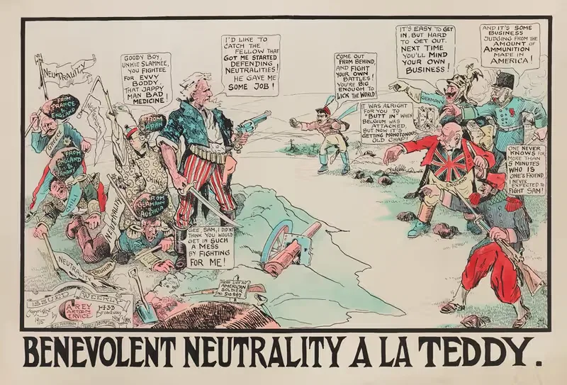 Benevolent Neutrality a la Teddy by Carey Cartoon Service, 1915 — digital art print download