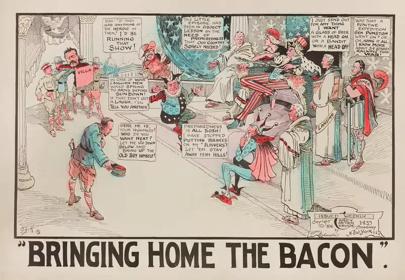 Bringing Home the Bacon by Carey Cartoon Service, 1916 — digital art print download