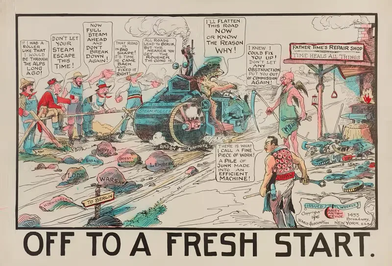 Off To A Fresh Start by Carey Cartoon Service, 1916 — digital art print download