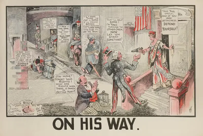 On His Way by Carey Cartoon Service, 1917 — digital art print download