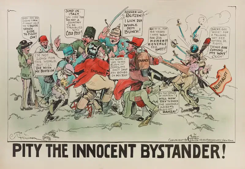 Pity The Innocent Bystander! by Carey Cartoon Service, 1914 — digital art print download
