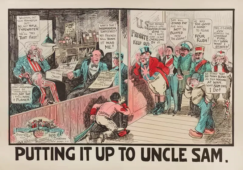 Putting it up to Uncle Sam by Carey Cartoon Service, 1915 — digital art print download