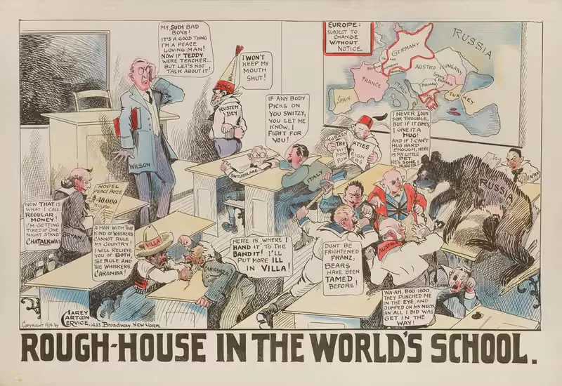 Rough-house in the World's School — Carey Cartoon Service