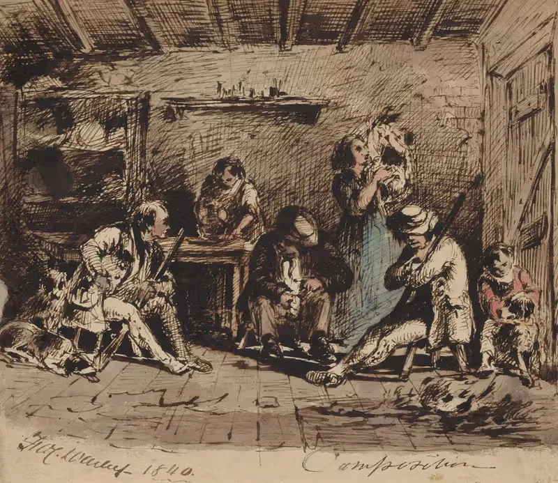 Рисунок интерьера каюты by Феликс Октавиус Карр Дарли, 1840 — digital art print download