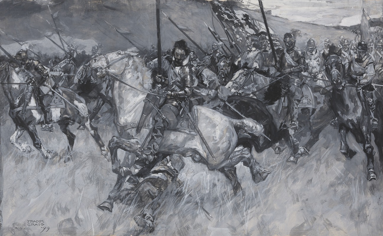 Medieval battle scene by Frank Craig, 1899 — digital art print download