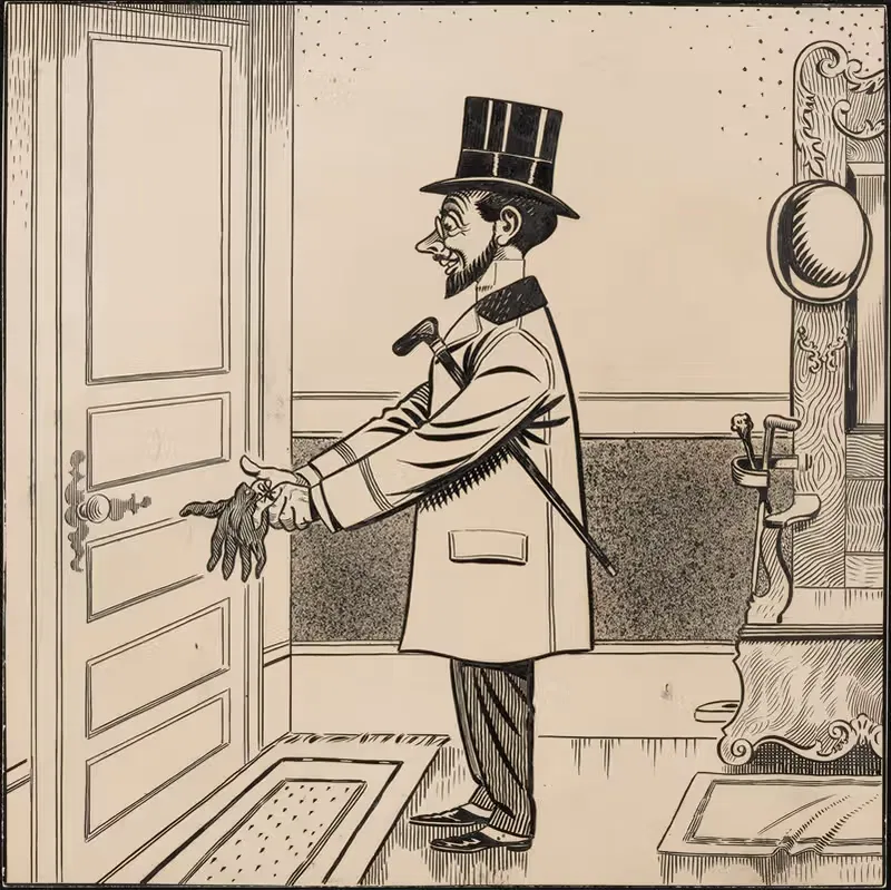 Five comic strip frames of man with string tied around his finger Pl.2 — Franklin Morris Howarth