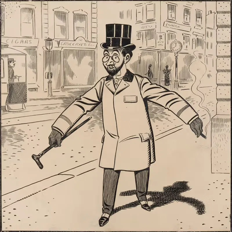 Five comic strip frames of man with string tied around his finger Pl.3 — Franklin Morris Howarth