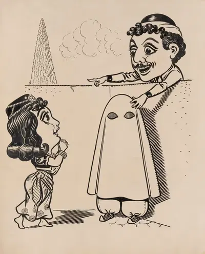 Twelve comic strip frames of Arabic woman running away with young man after argument with her father Pl.8 by Franklin…