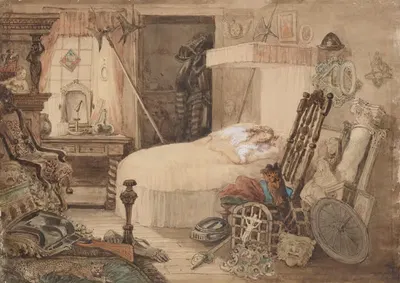The Old Curiosity Shop; The bedroom in the shop by George Cattermole, 1840 — digital art print download