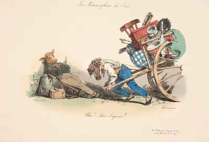 Ежедневные трансформации, № 24; Ай! Так лениво! by Ж. Ж. Гранвиль, 1829 — digital art print download