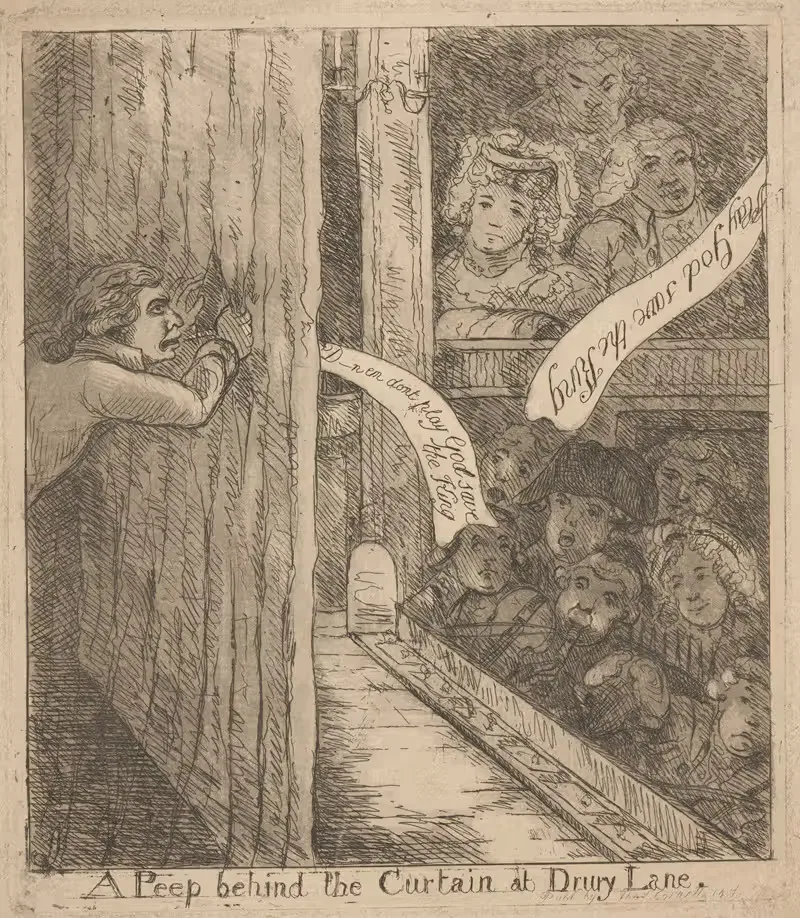 A peep behind the curtains at Drury Lane. — James Sayers