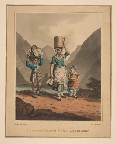 Шотландская рыночная женщина и дети by Джон Хассел, 1822 — digital art print download