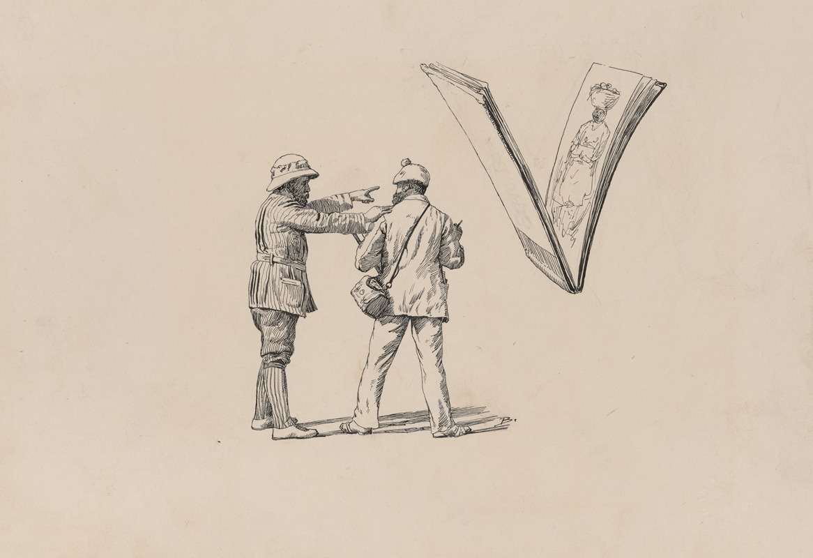 Initial V by Milton J. Burns, 1882-1886 — digital art print download