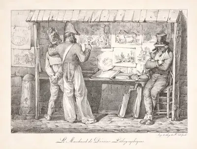 Торговец литографическими рисунками by Николя Тюссен Шарле, 1819 — digital art print download