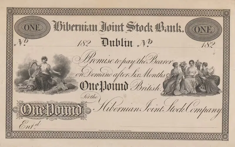Hibernian Joint Stock Bank, Dublin, one pound note — Perkins & Heath