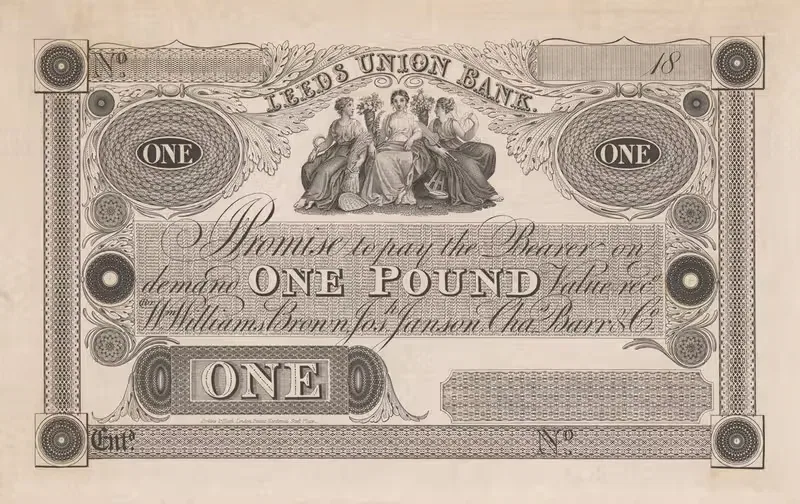 Банк Союза Лидса, банкнота в один фунт by Перкинс и Хит, 1820-1829 — digital art print download
