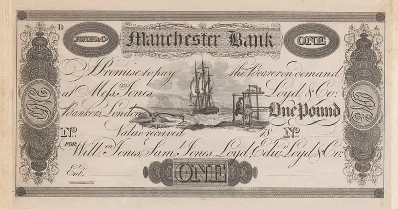 Банк Манчестера, банкнота в один фунт by Перкинс и Хит, 1820-1829 — digital art print download