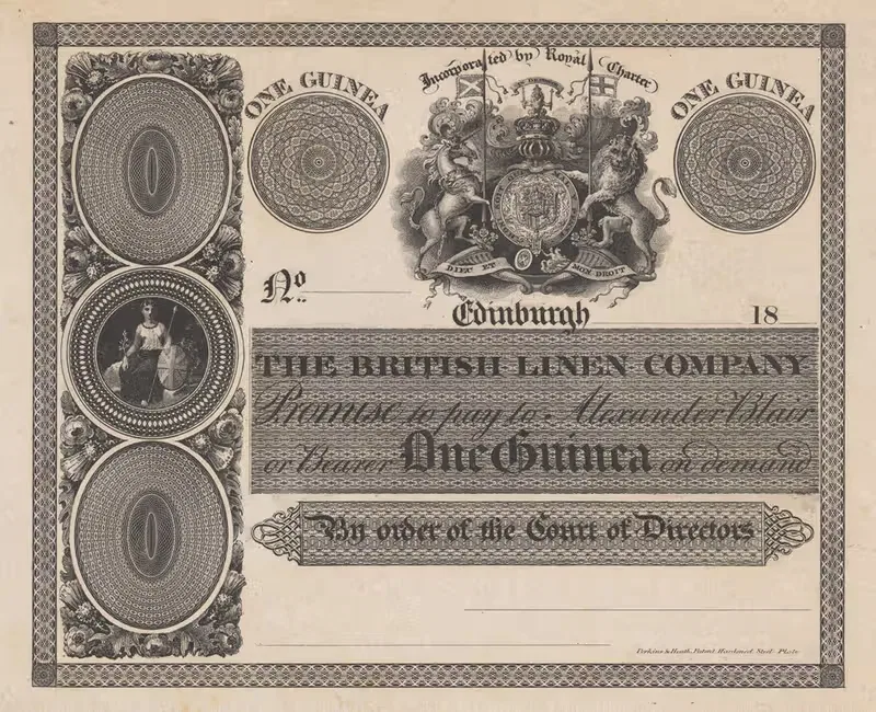 The British Linen Company, Edinburgh, one guinea note — Perkins & Heath