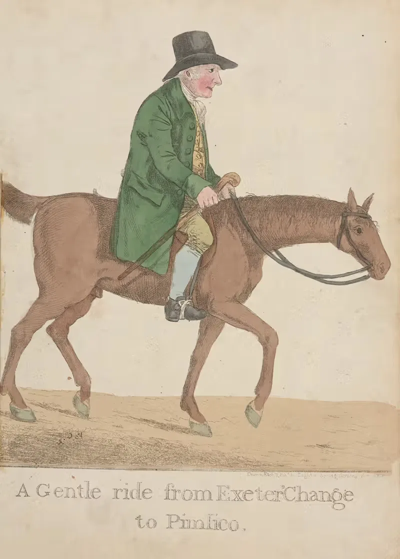 A gentle ride from Exeter Change to Pimlico. — Robert Dighton