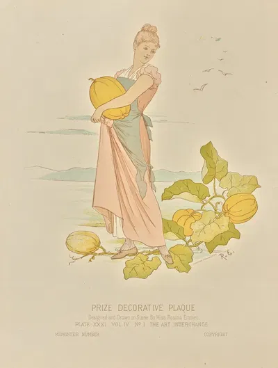 Prize decorative plaque. by Rosina Emmet Sherwood, 1890 — digital art print download