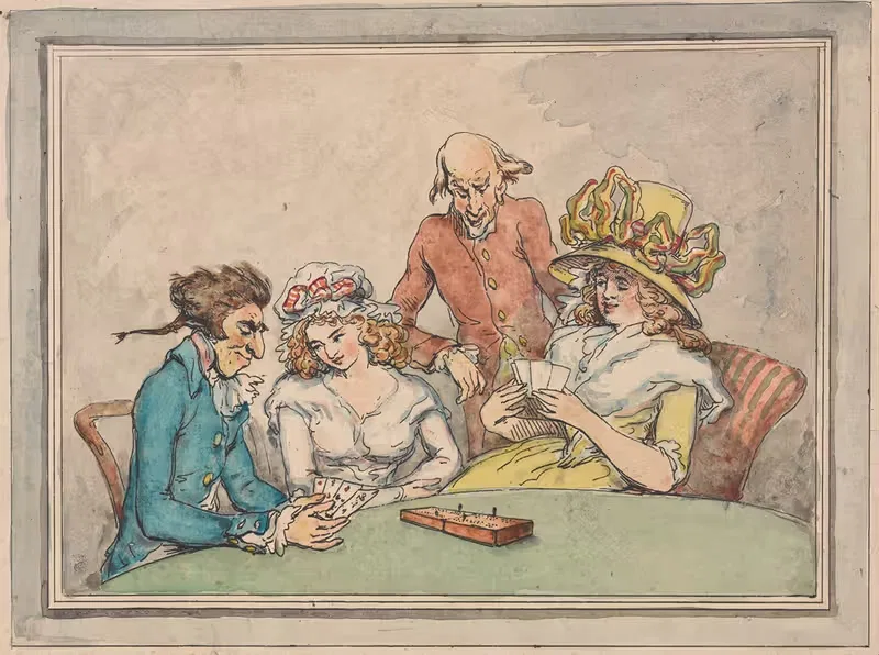 A game of cribbage or Cribbage players — Thomas Rowlandson