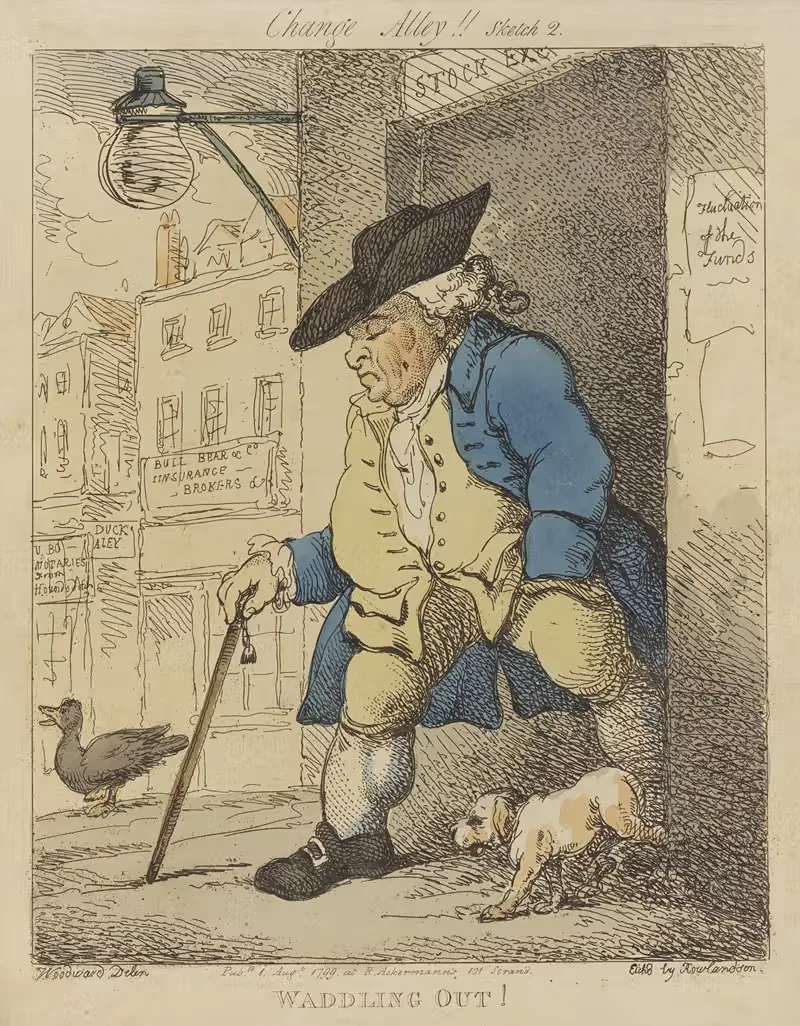 Change Alley!! Sketch 2. Waddling out!. — Thomas Rowlandson