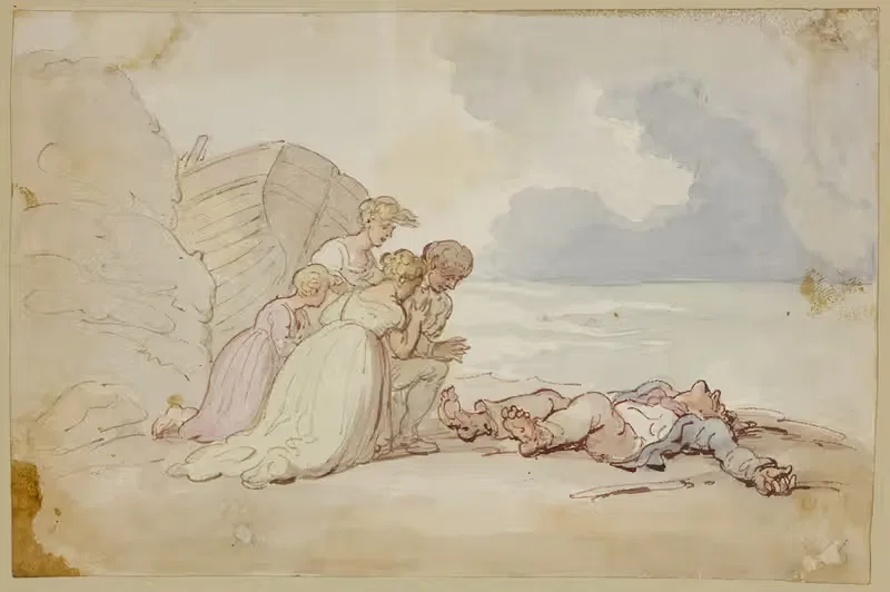 Discovery of the drowned sailor — Thomas Rowlandson
