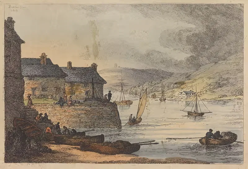 Foye Harbour – Cornwall by Thomas Rowlandson, 1807 — digital art print download