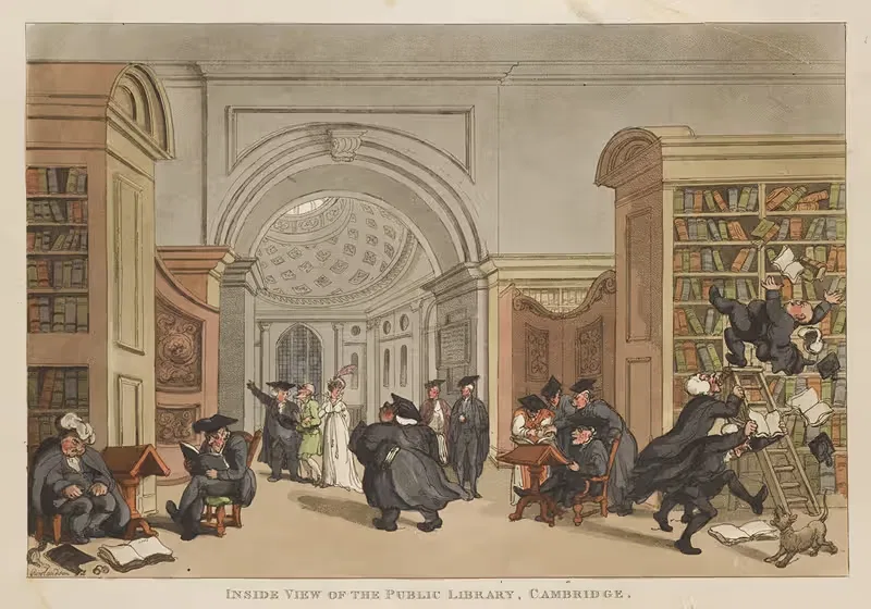 Inside view of the Public Library, Cambridge — Thomas Rowlandson