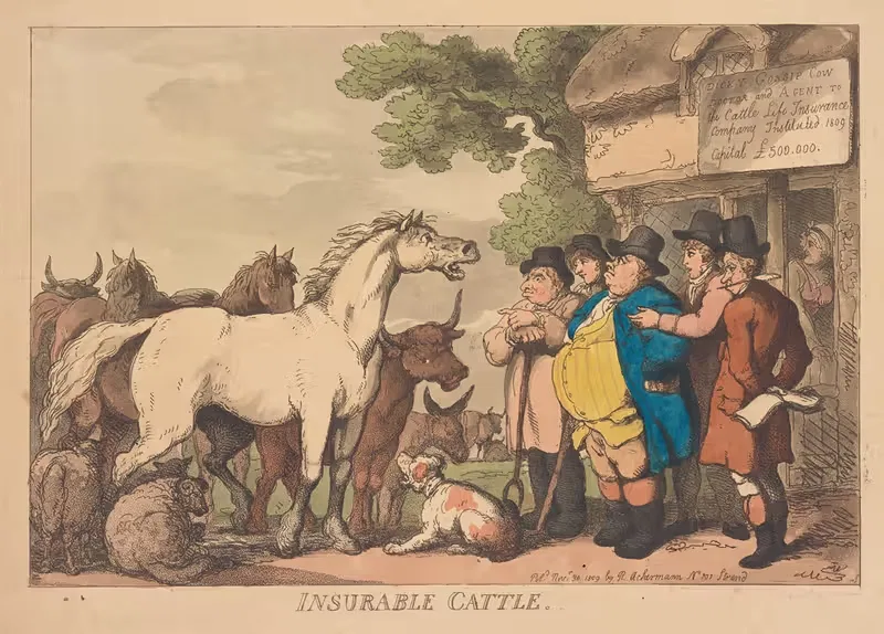 Insurable cattle by Thomas Rowlandson, 1809 — digital art print download