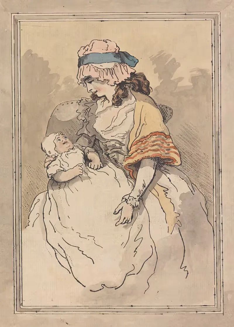 Seated woman with infant — Thomas Rowlandson