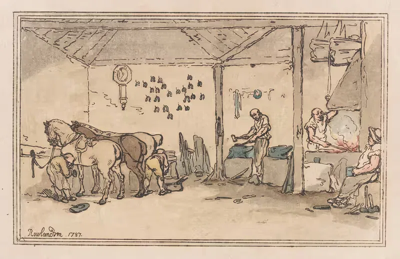 Подковка, деревенская кузница by Томас Роуландсон, 1787 — digital art print download