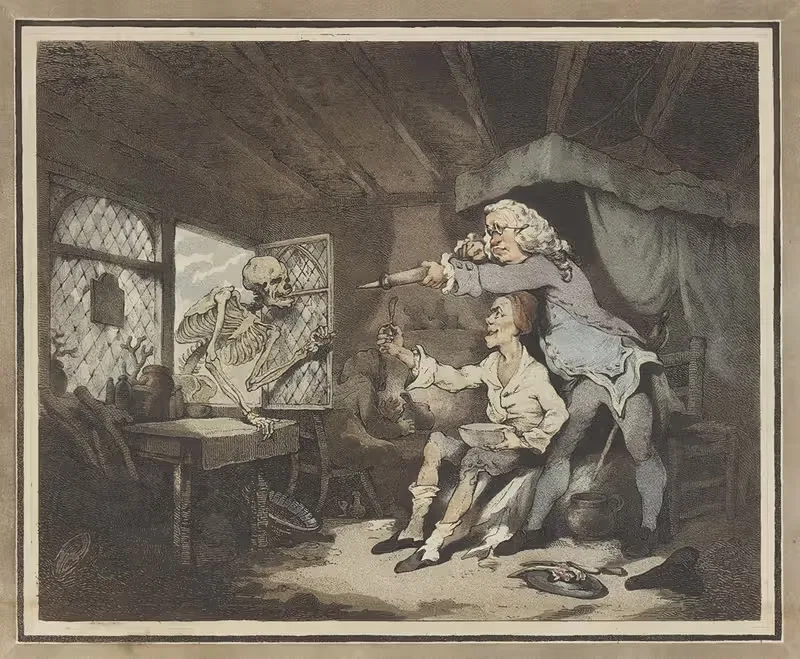 The doctor dismissing Death — Thomas Rowlandson