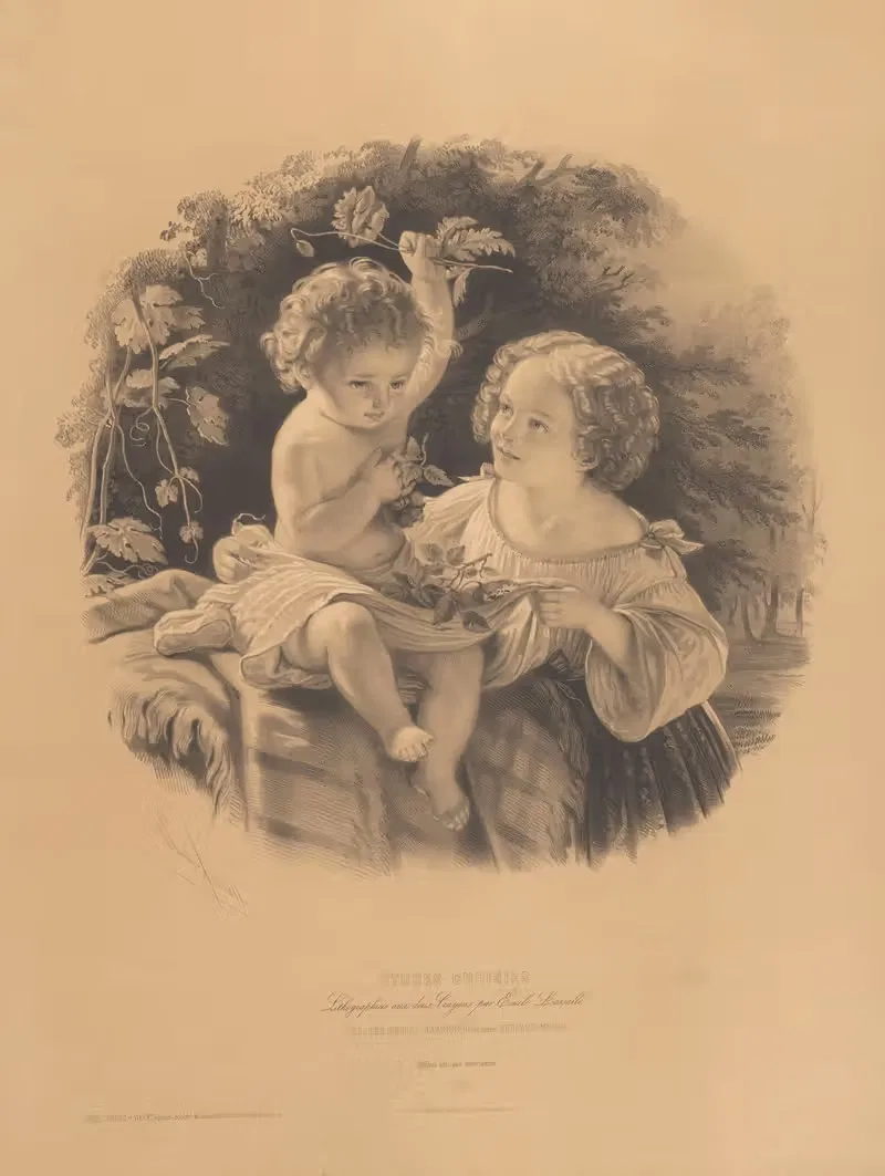 Маленькие садоводы by Эмиль Ласаль, 1844-1850 — digital art print download