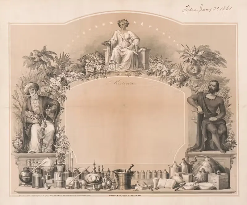 Медицинская карточка by Гибсон и Ко. Лит, 1861 — digital art print download