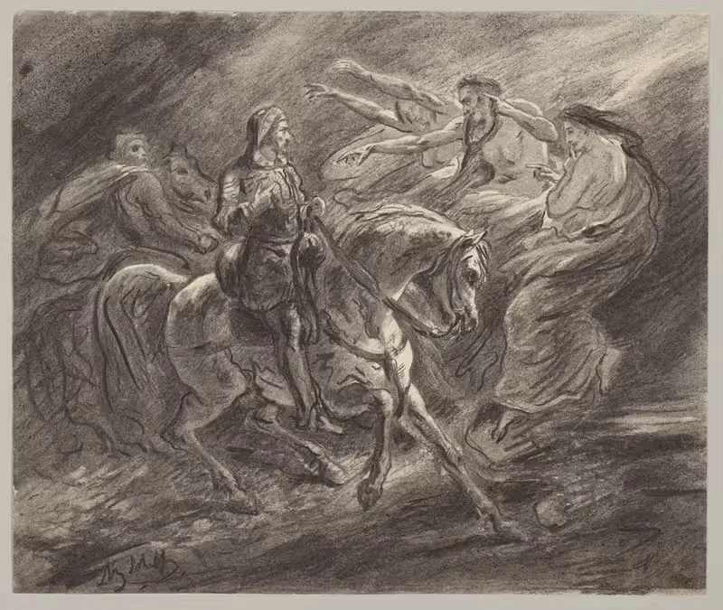 Macbeth, I, 3, Macbeth and the witches by Ary Scheffer — digital art print download