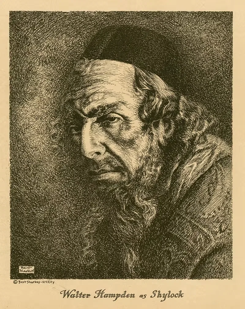 Уолтер Хэмпден в роли Шейлока by Берт Шарки — digital art print download
