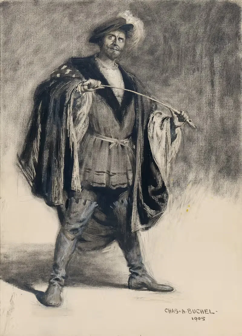 Herbert Beerbohm Tree as Benedick in Much ado about nothing, II, 3 — Charles Buchel