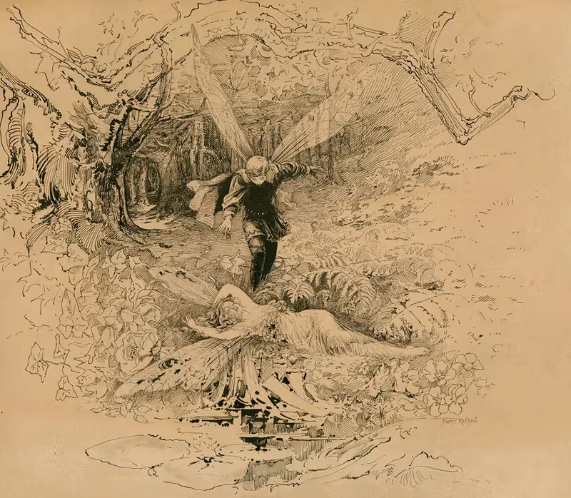 Иллюстрация из 'Сна в летнюю ночь' by Фанни Рейлтон, 1901 — digital art print download