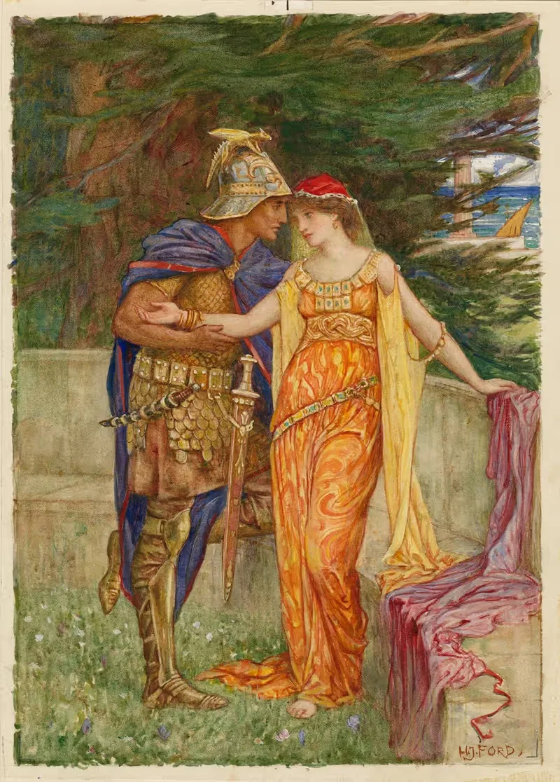 Cymbeline, Posthumus and Imogen by Henry Justice Ford, 1886-1899 — digital art print download