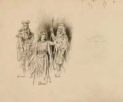 Король Лир, исследования персонажей, Эдмунд, Гонериль и Дурак by Херберт Рейлтон, 1892 — digital art print download
