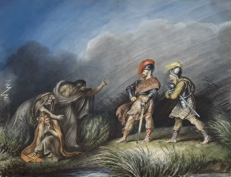 Макбет, I, 3, Макбет и Банко на вересковом поле. by Иоганн Генрих Рамберг, 1828 — digital art print download