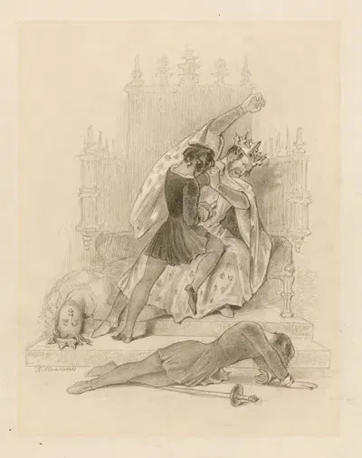 Scene from Hamlet by Joseph Kenny Meadows, 1843 — digital art print download